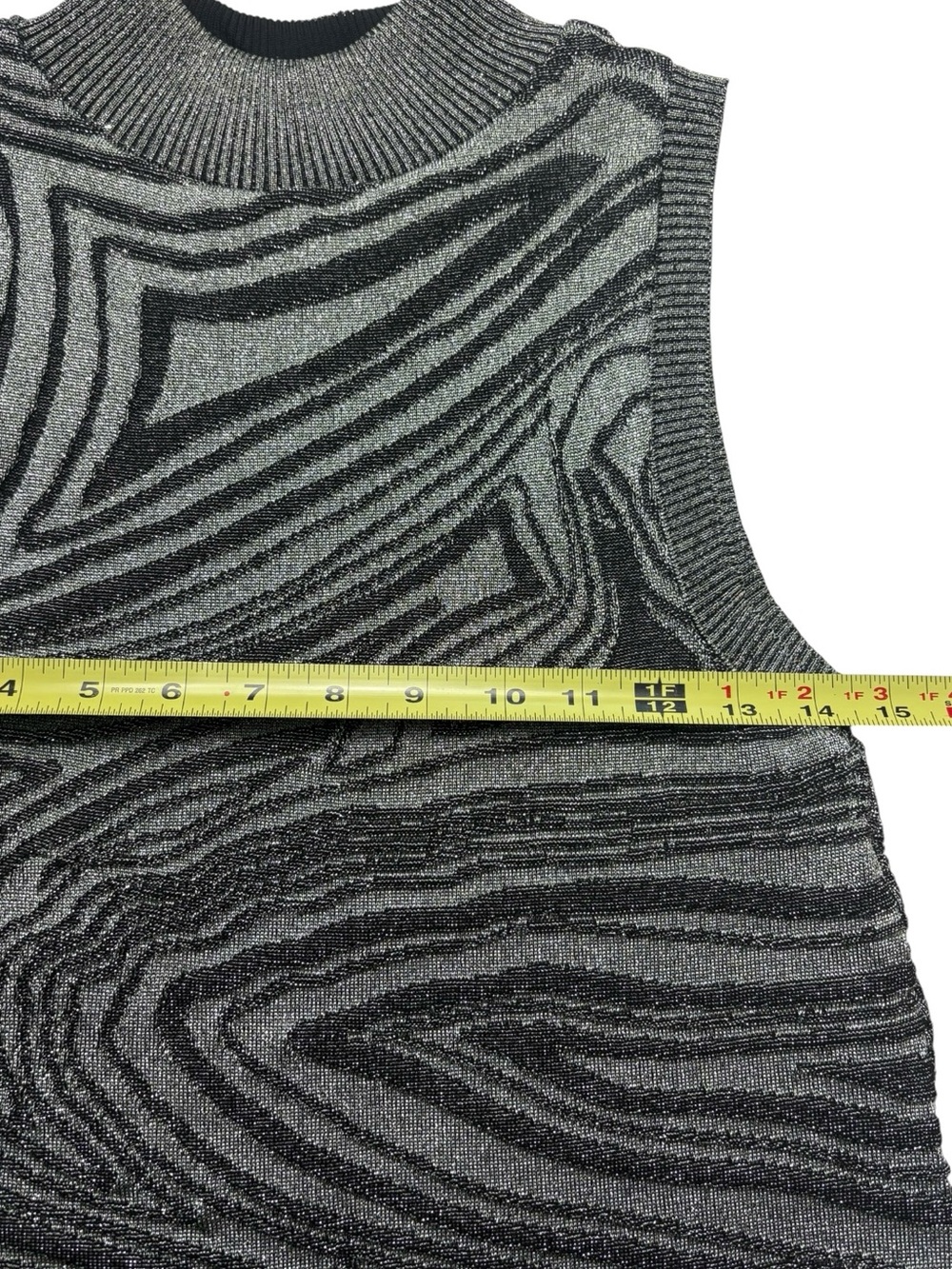 By Anthropologie Metallic Mock Neck Sleeveless Sweater Mini Dress Carbon S - Picture 7 of 12